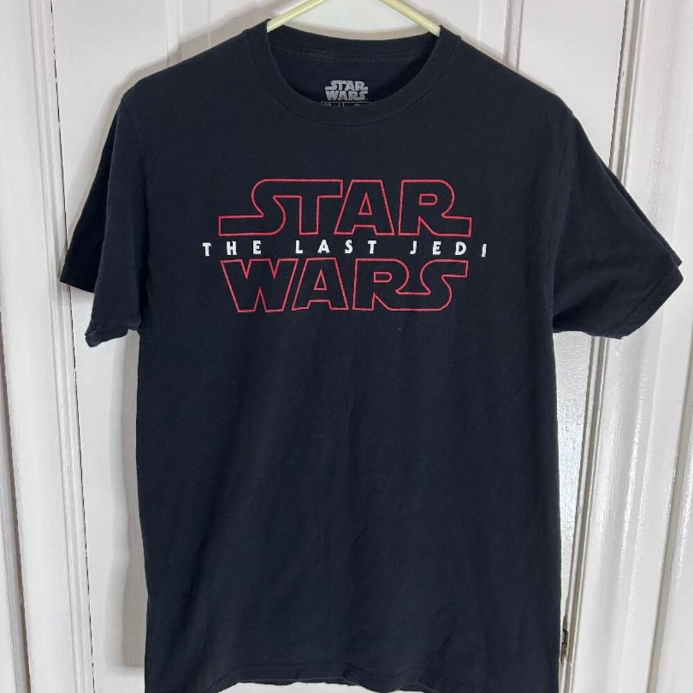 Star Wars Shirt Mens Black Short Sleeve The last Jedi Cotton Size Med
